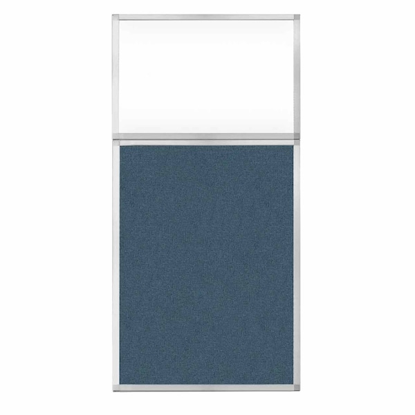 Hush Panel Configurable Cubicle Partition 3' x 6' W/ Window Caribbean Fabric Clear Window